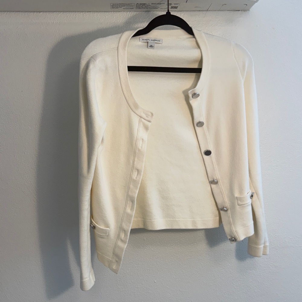 Banana Republic Cream Button-Front Cardigan